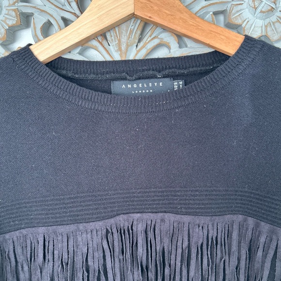Angel Eye Black Western Country Fringe Sweater – Size Small - Picture 6 of 6